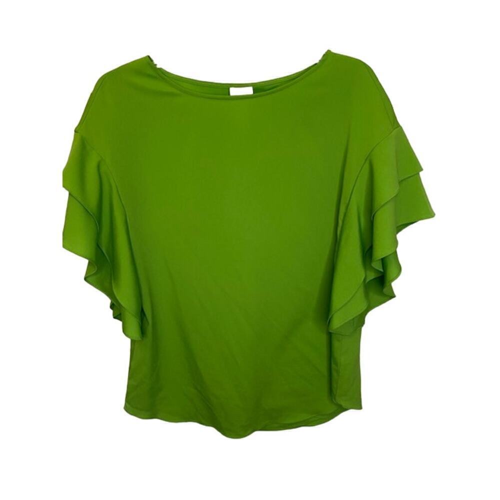 Chico's ruffed flutter sleeve top Greeb Size O Small Top